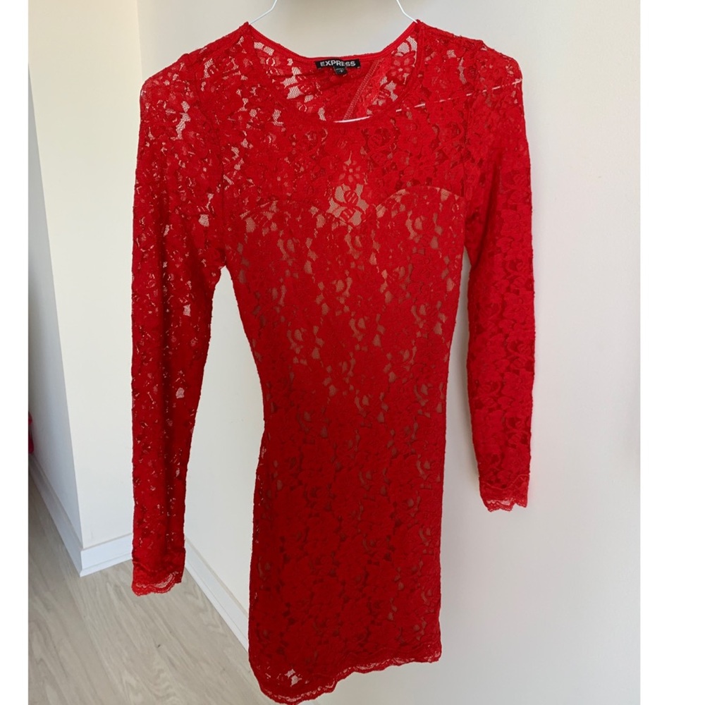 EXPRESS red open back cocktail dress size small
